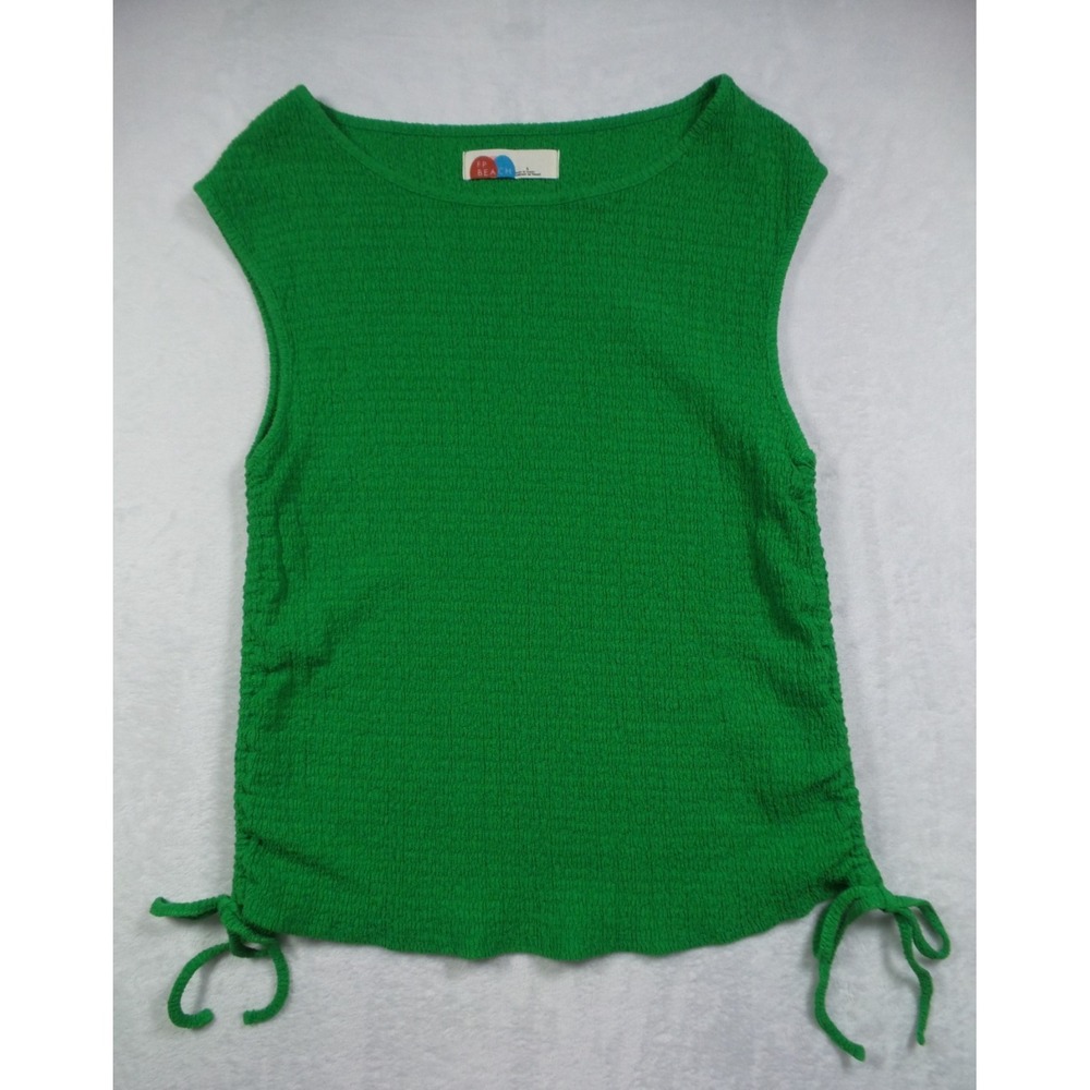 Free People Beach Top Womens Size Small Green Knit Swimsuit Cover Up Drawstrings